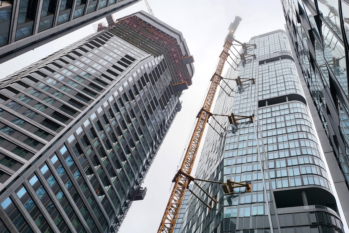 Baustelle des Hochhausquartiers FOUR Frankfurt